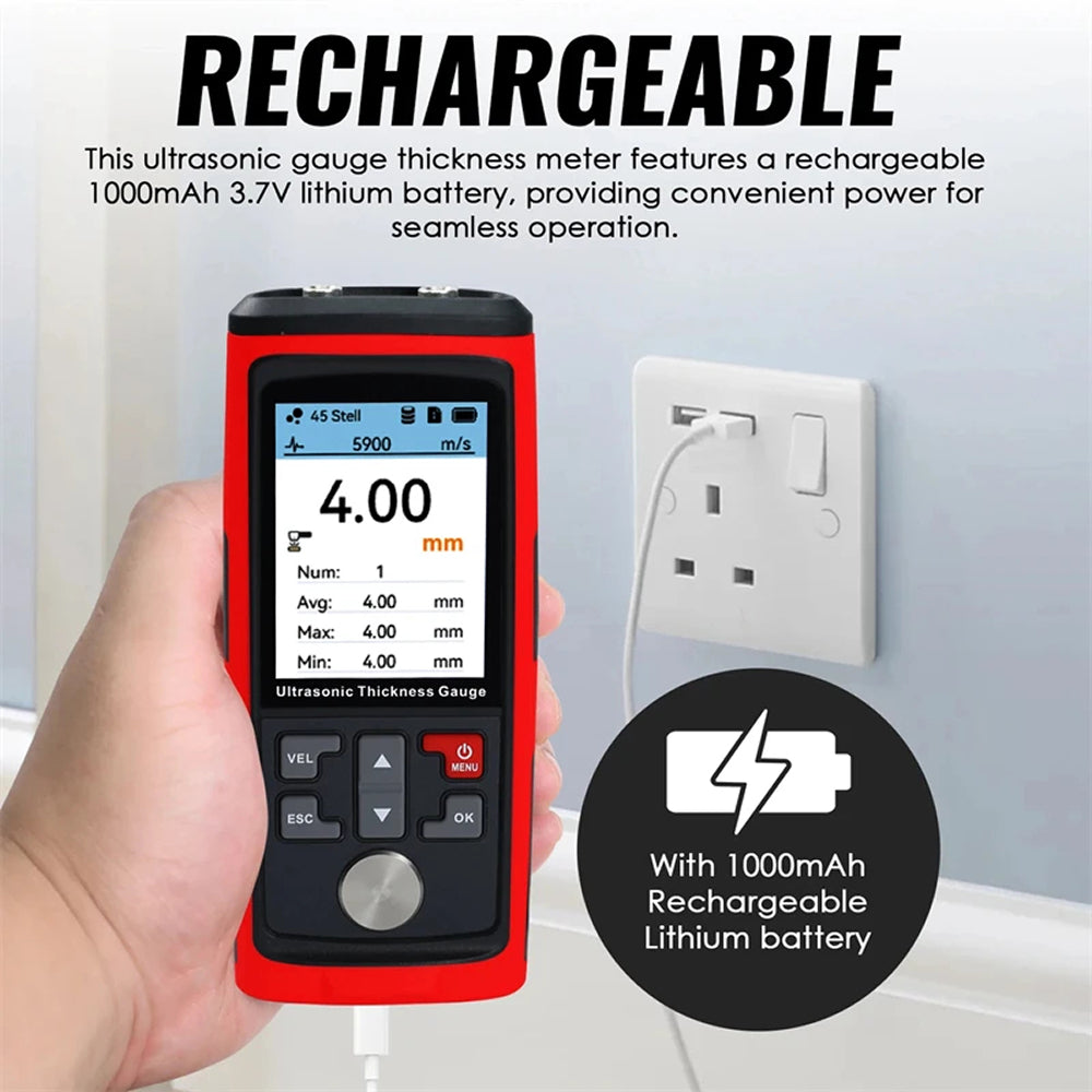 CroBezel 1.0-300mm Ultrasonic Thickness Gauge with 1500 Data Storage