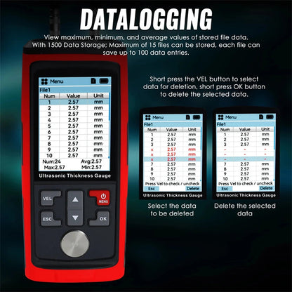 CroBezel 1.0-300mm Ultrasonic Thickness Gauge with 1500 Data Storage