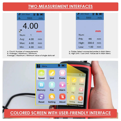 CroBezel 1.0-300mm Ultrasonic Thickness Gauge with 1500 Data Storage