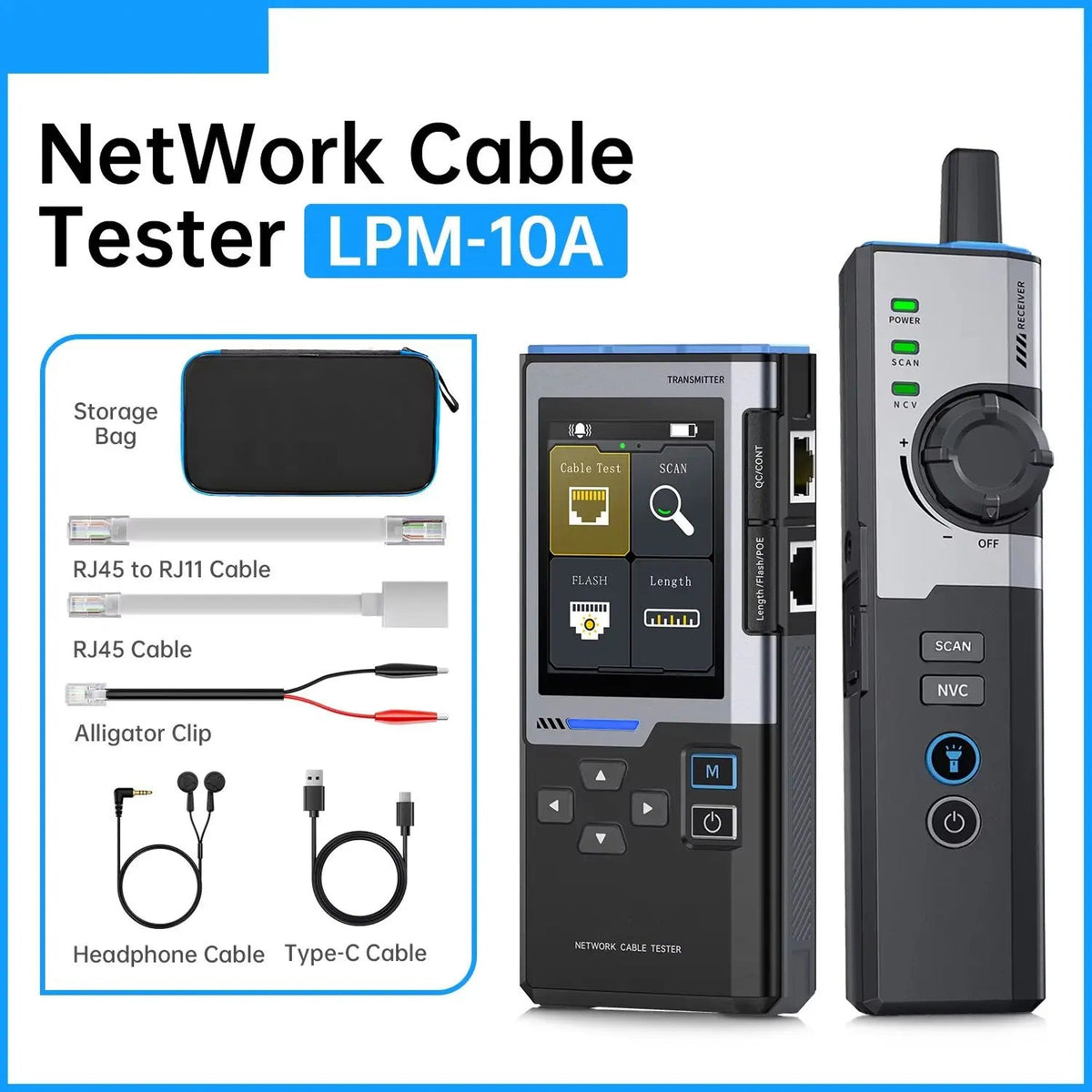 CronzTalin 10-in-1 Network Diagnostic Tool with PoE Detection