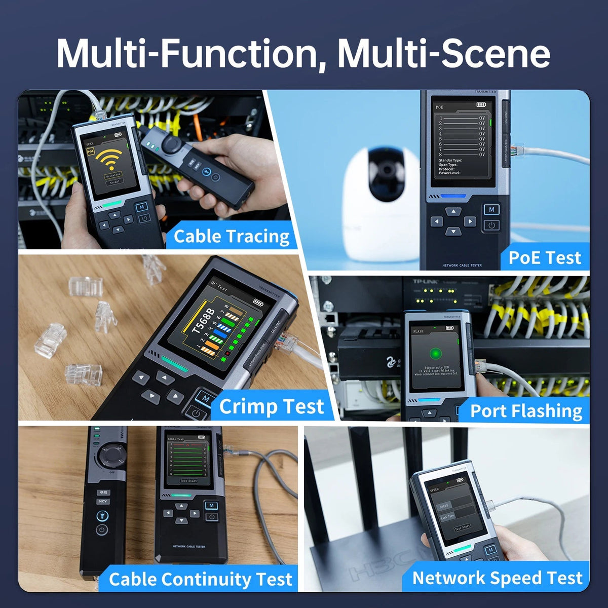 CronzTalin 10-in-1 Network Diagnostic Tool with PoE Detection