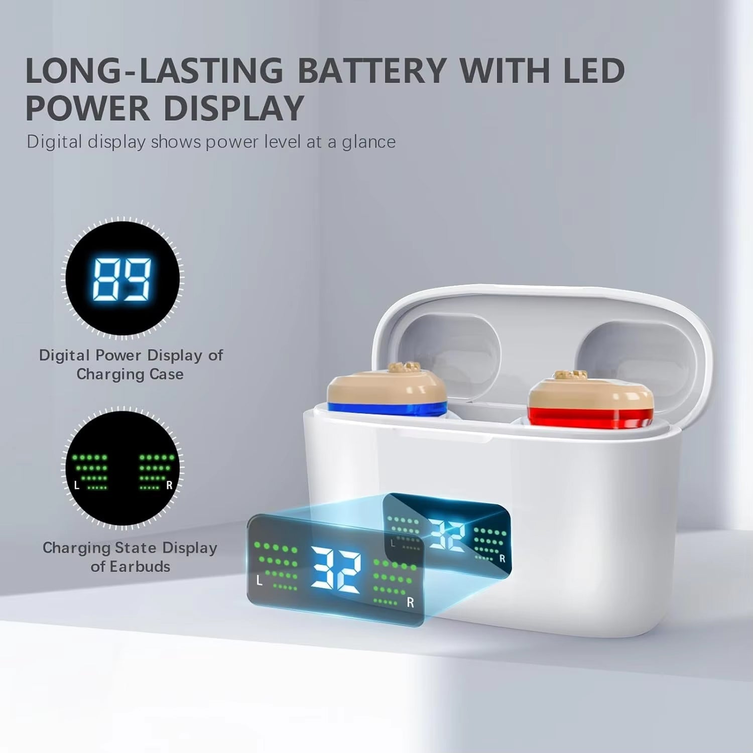 WelliTrue Digital Hearing Aids for Seniors with 30dB Noise Reduction