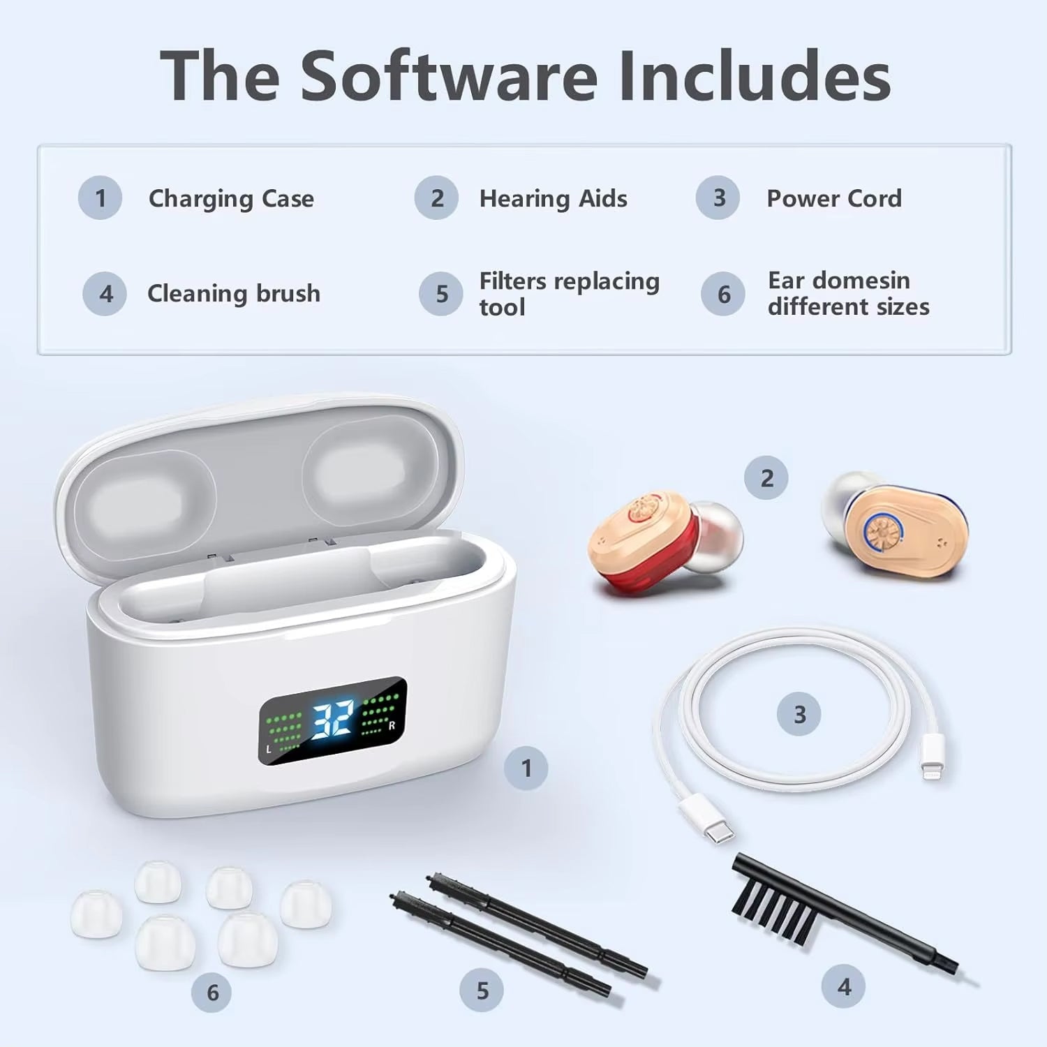 WelliTrue Digital Hearing Aids for Seniors with 30dB Noise Reduction
