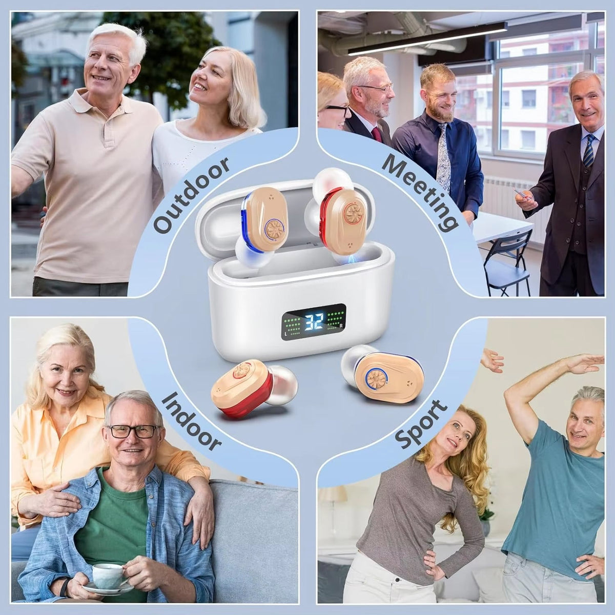 WelliTrue Digital Hearing Aids for Seniors with 30dB Noise Reduction