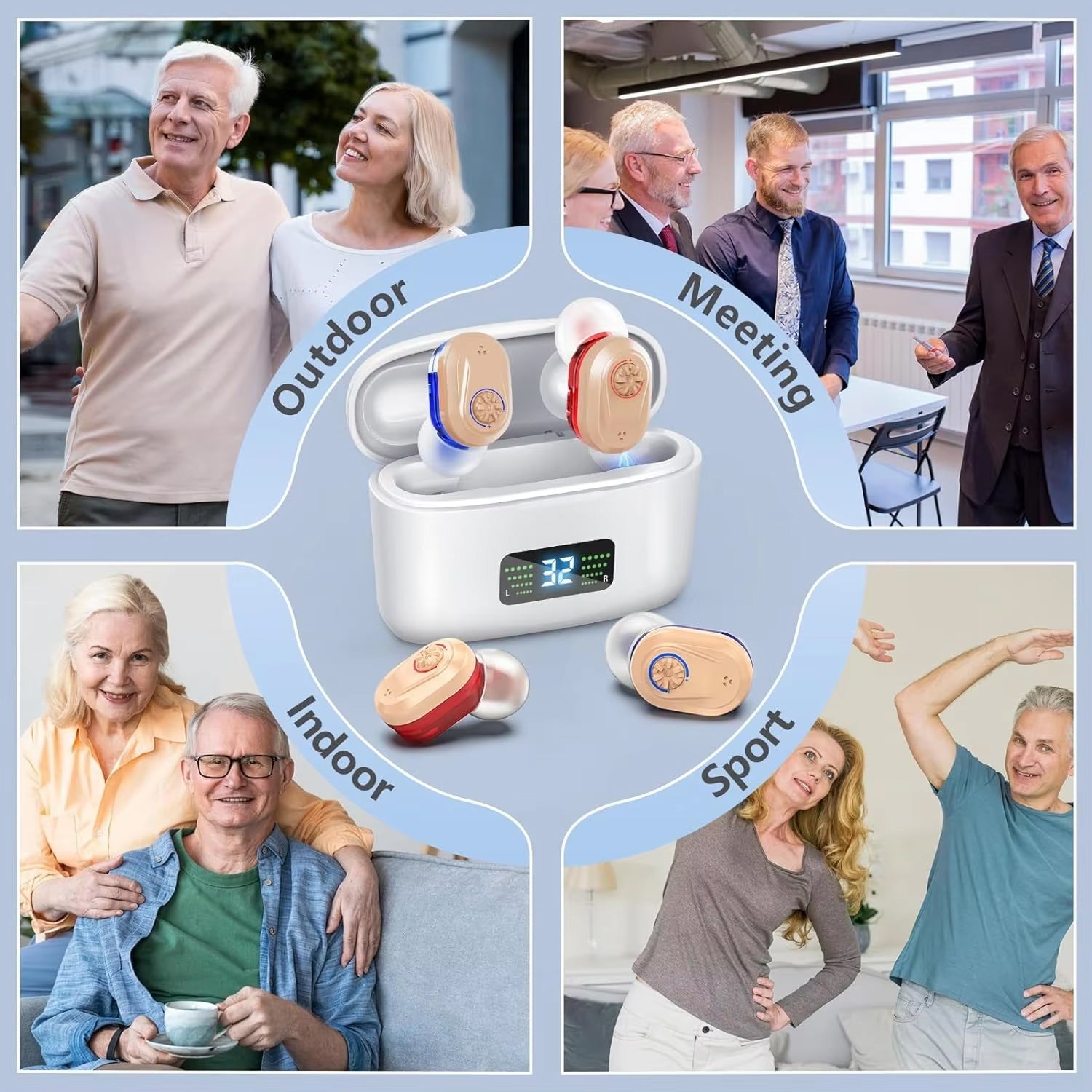 WelliTrue Digital Hearing Aids for Seniors with 30dB Noise Reduction