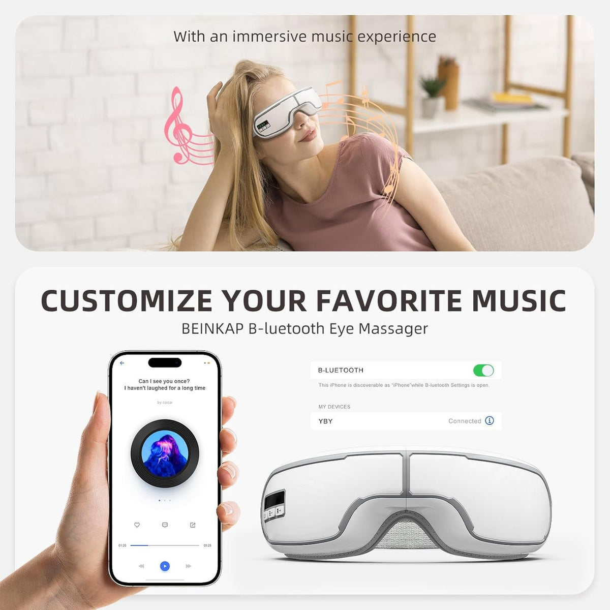 EasiLixa Eye Massager with Heat and Bluetooth