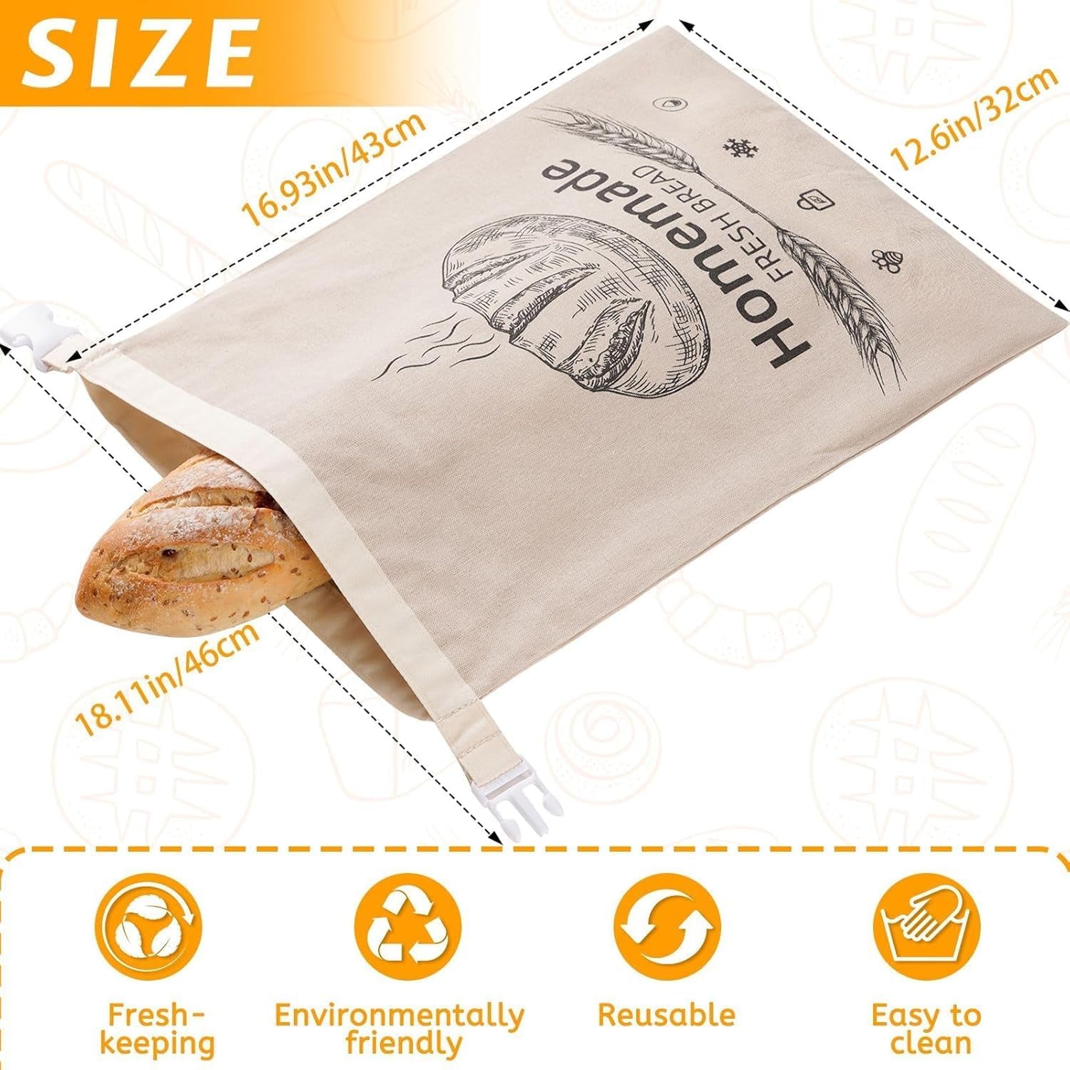 BeeBredix Reusable Organic Beeswax Bread Bag for Sourdough