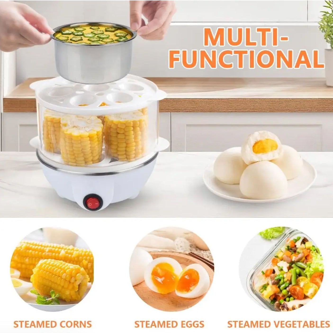 EgiMikix Double Layer 14-Egg Rapid Electric Cooker