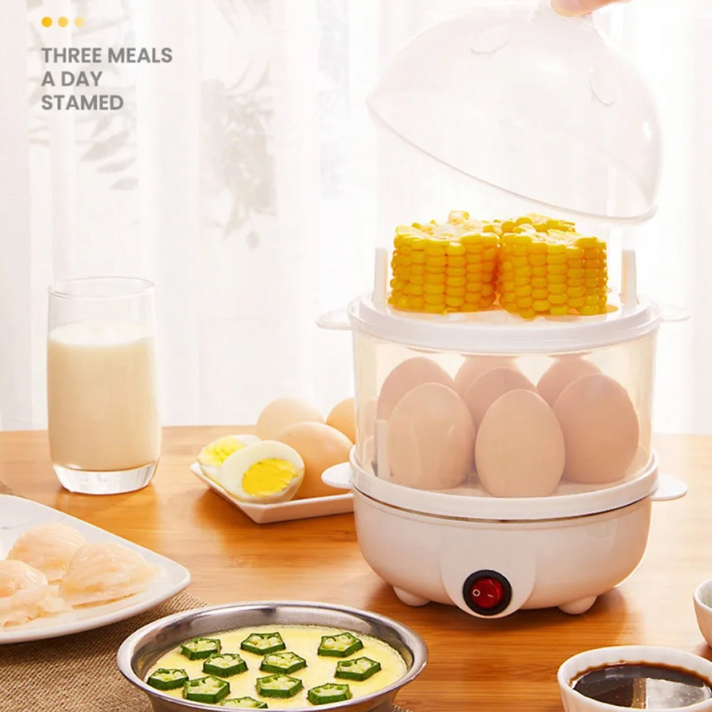 EgiMikix Double Layer 14-Egg Rapid Electric Cooker