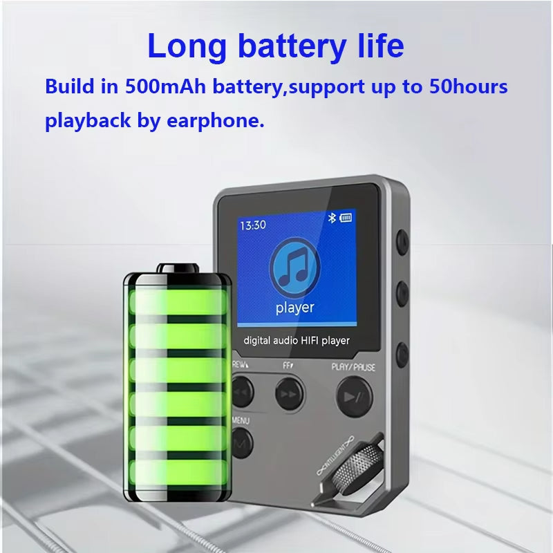 EjoyMuzi Portable Hi-Fi MP3 Player with 50-Hour Battery