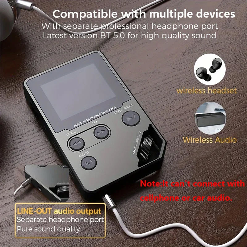 EjoyMuzi Portable Hi-Fi MP3 Player with 50-Hour Battery