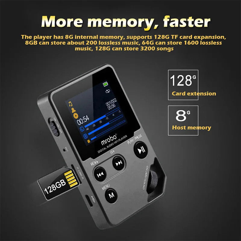 EjoyMuzi Portable Hi-Fi MP3 Player with 50-Hour Battery