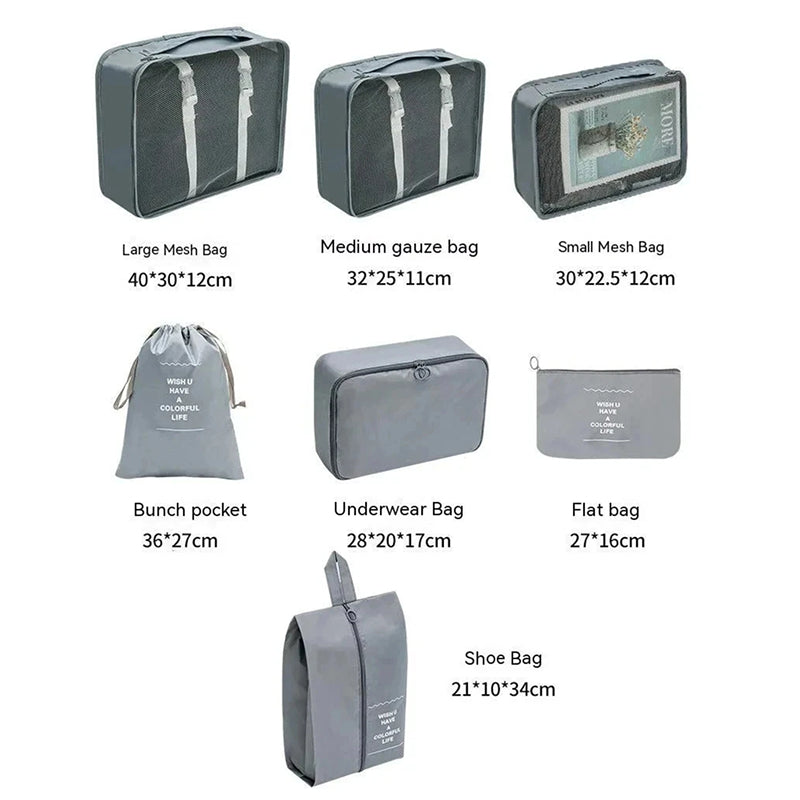 ElyVoile 7-Piece Travel Packing Cubes & Hanging Wash Bag