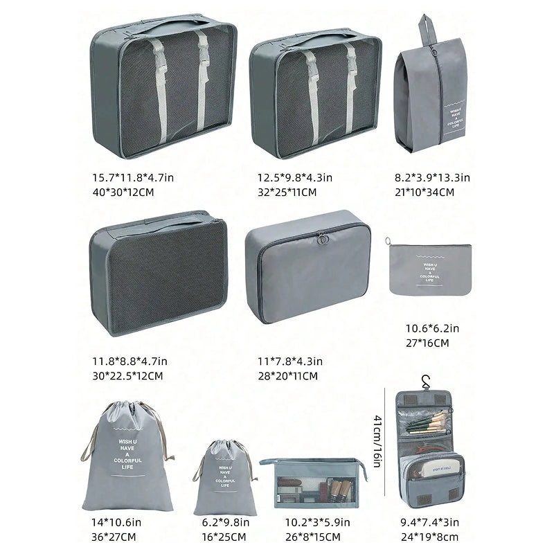 ElyVoile 7-Piece Travel Packing Cubes & Hanging Wash Bag