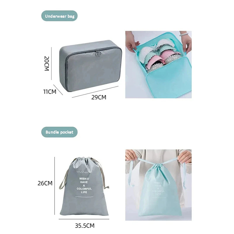 ElyVoile 7-Piece Travel Packing Cubes & Hanging Wash Bag