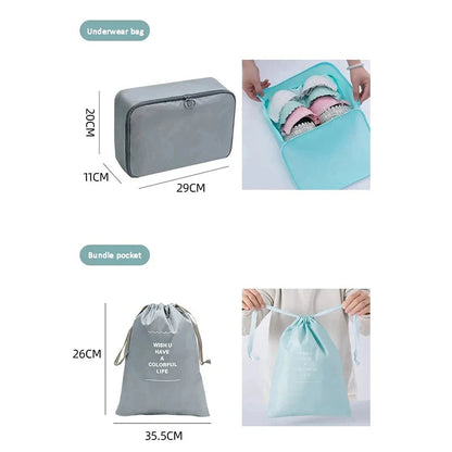 ElyVoile 7-Piece Travel Packing Cubes & Hanging Wash Bag