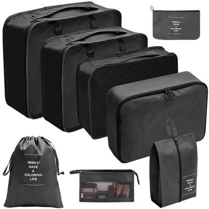 ElyVoile 7-Piece Travel Packing Cubes & Hanging Wash Bag