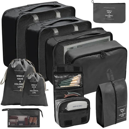 ElyVoile 7-Piece Travel Packing Cubes & Hanging Wash Bag
