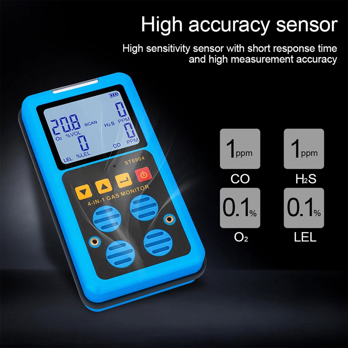 FainDicle 4-in-1 Gas Analyzer O2 CO H2S LEL Monitor