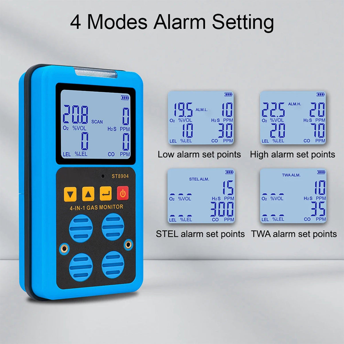 FainDicle 4-in-1 Gas Analyzer O2 CO H2S LEL Monitor