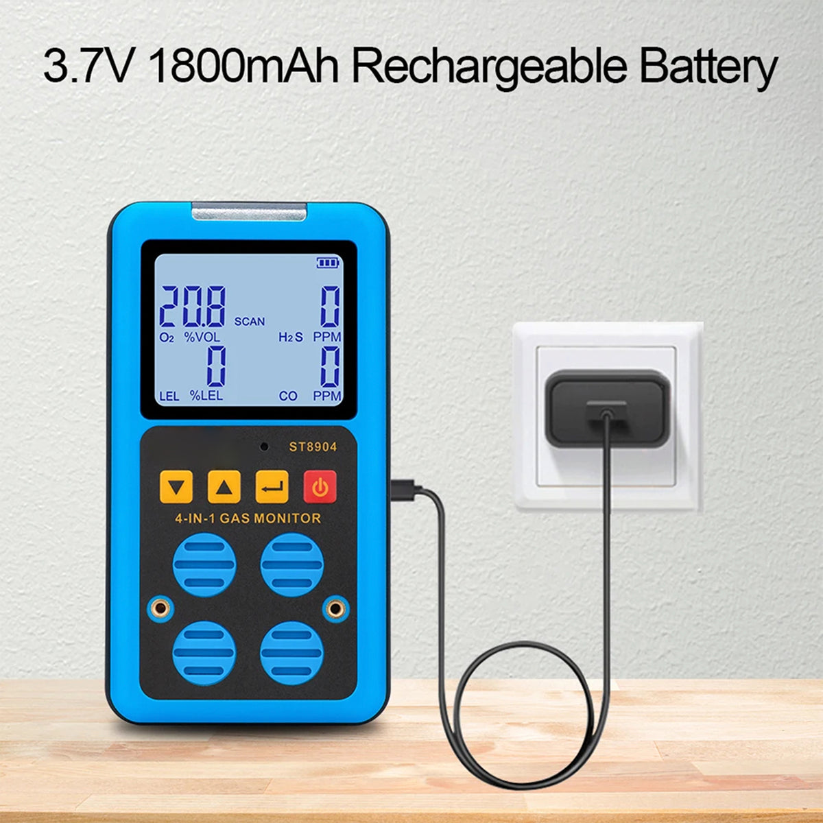 FainDicle 4-in-1 Gas Analyzer O2 CO H2S LEL Monitor