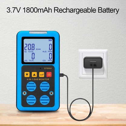 FainDicle 4-in-1 Gas Analyzer O2 CO H2S LEL Monitor