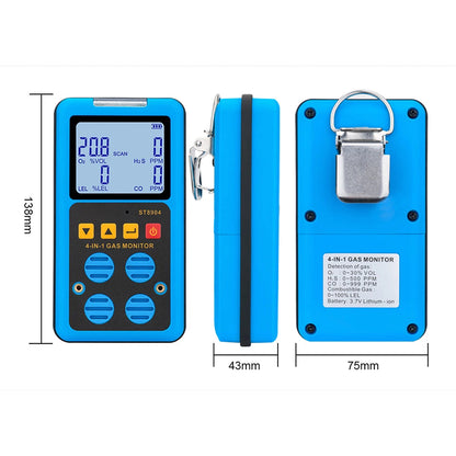 FainDicle 4-in-1 Gas Analyzer O2 CO H2S LEL Monitor
