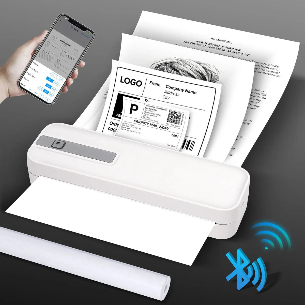 FastConnit Inkless Portable Thermal Printer Bluetooth