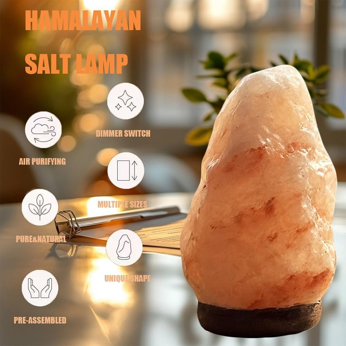 FaveBirch Authentic Himalayan Salt Lamp with 7-Color LED Cycling