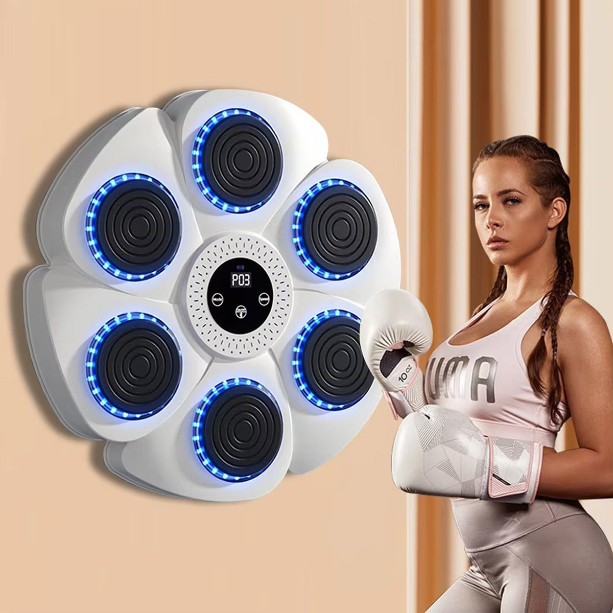 Interactive Music Boxing Machine with LED Lights & Bluetooth