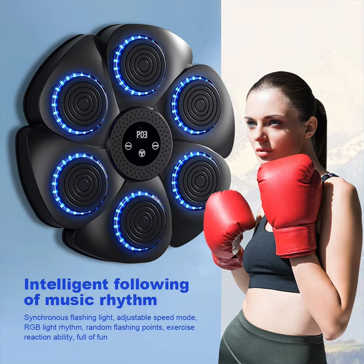 Interactive Music Boxing Machine with LED Lights & Bluetooth