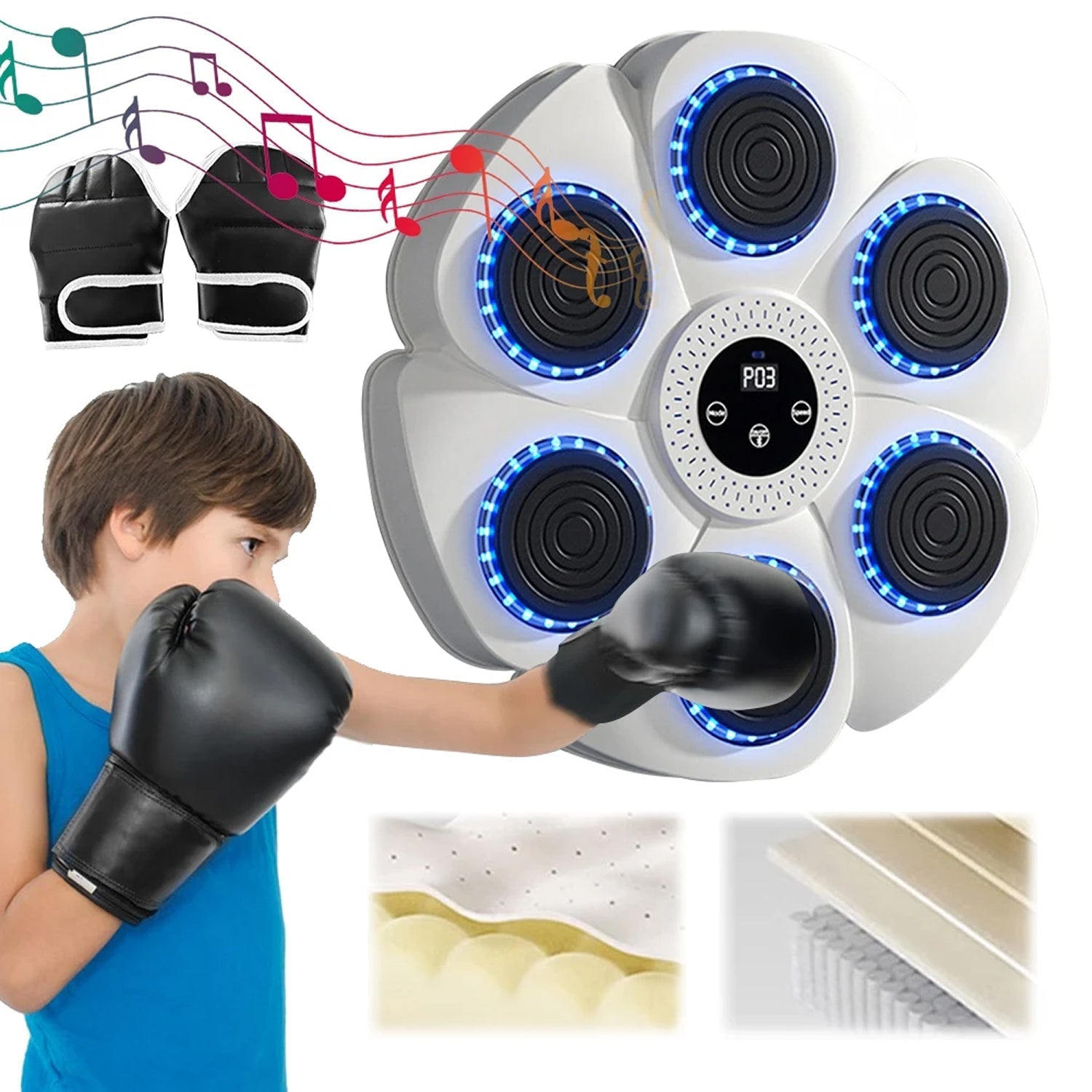 Interactive Music Boxing Machine with LED Lights & Bluetooth