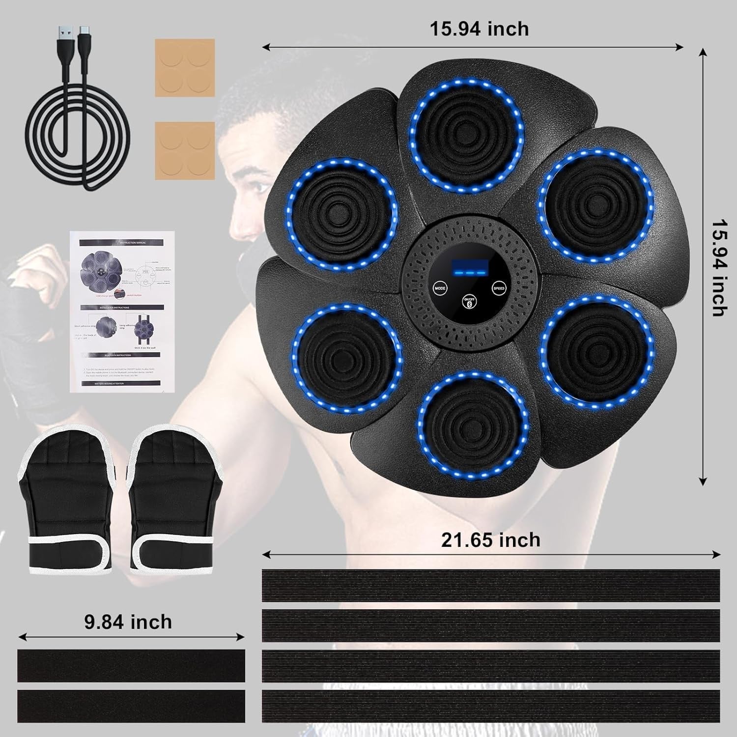 Interactive Music Boxing Machine with LED Lights & Bluetooth