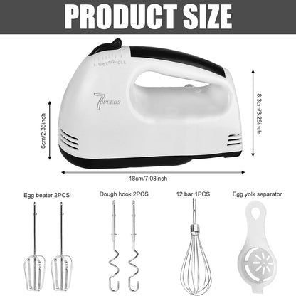 FilkMoss 180W Hand Mixer | 7 Speeds & 18,000 RPM for Baking