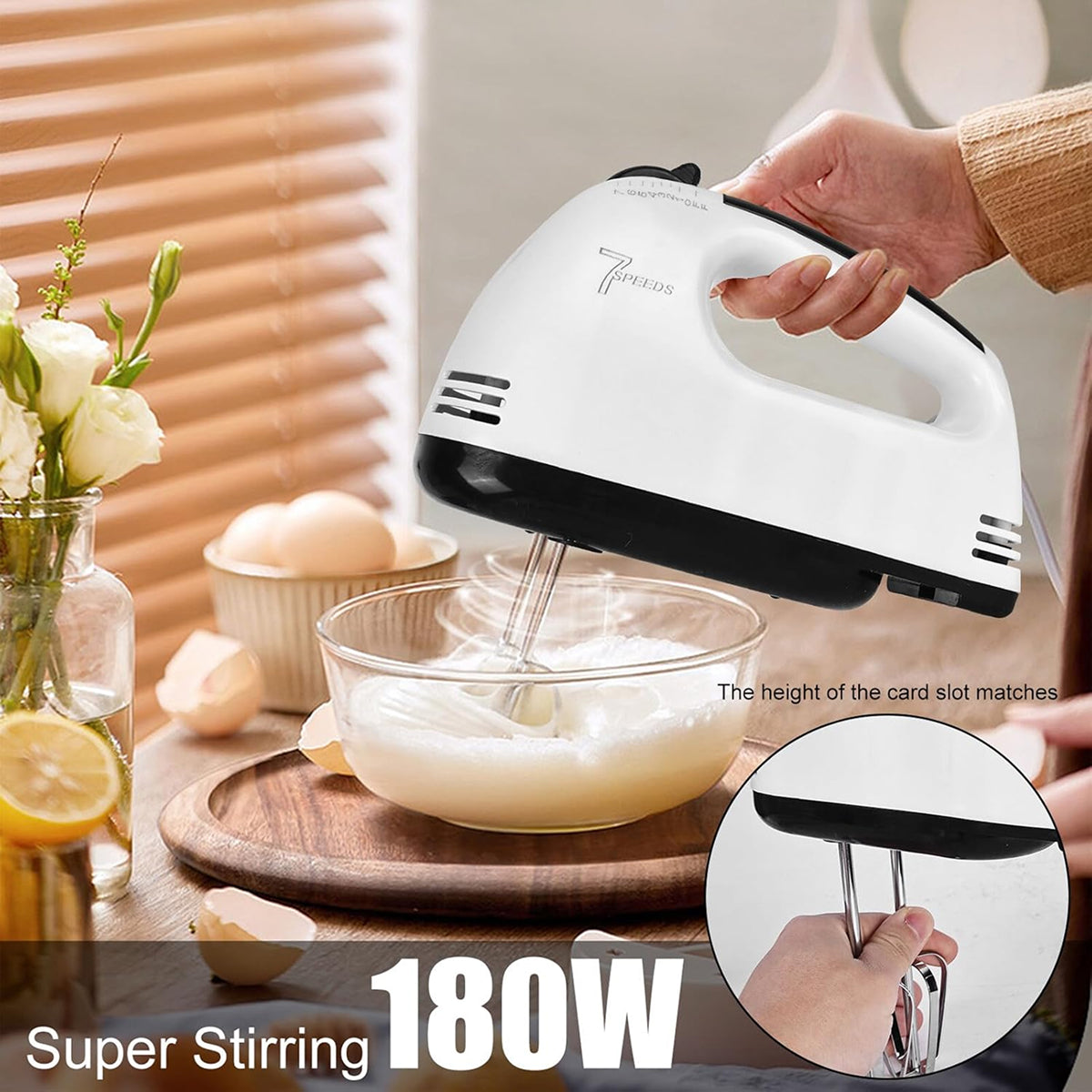 FilkMoss 180W Hand Mixer | 7 Speeds & 18,000 RPM for Baking