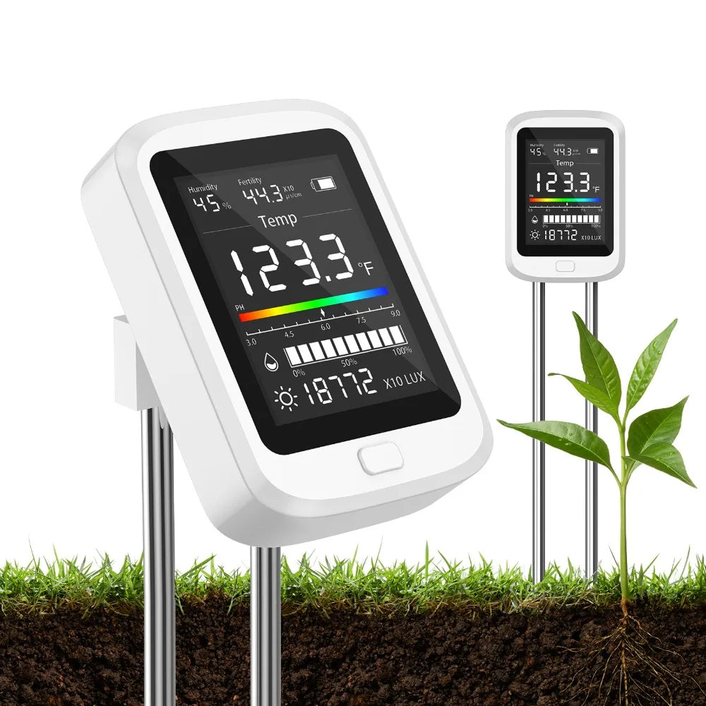 FizoMast 6-in-1 Digital Soil Meter with Rotatable HD Screen