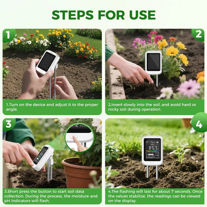 FizoMast 6-in-1 Digital Soil Meter with Rotatable HD Screen