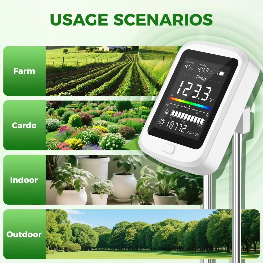 FizoMast 6-in-1 Digital Soil Meter with Rotatable HD Screen