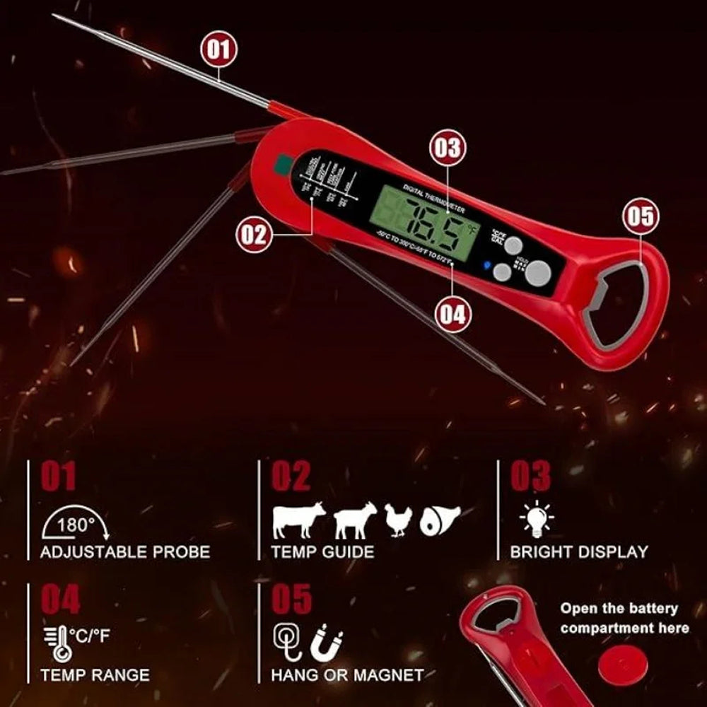 FodiVist Instant Read Meat Thermometer 2-3 Sec Waterproof