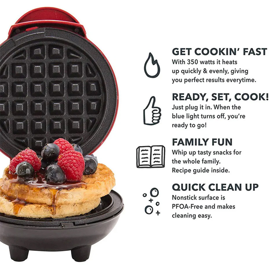 FoldYumi Mini Belgian Waffle Maker - Non-Stick & Rapid Heating