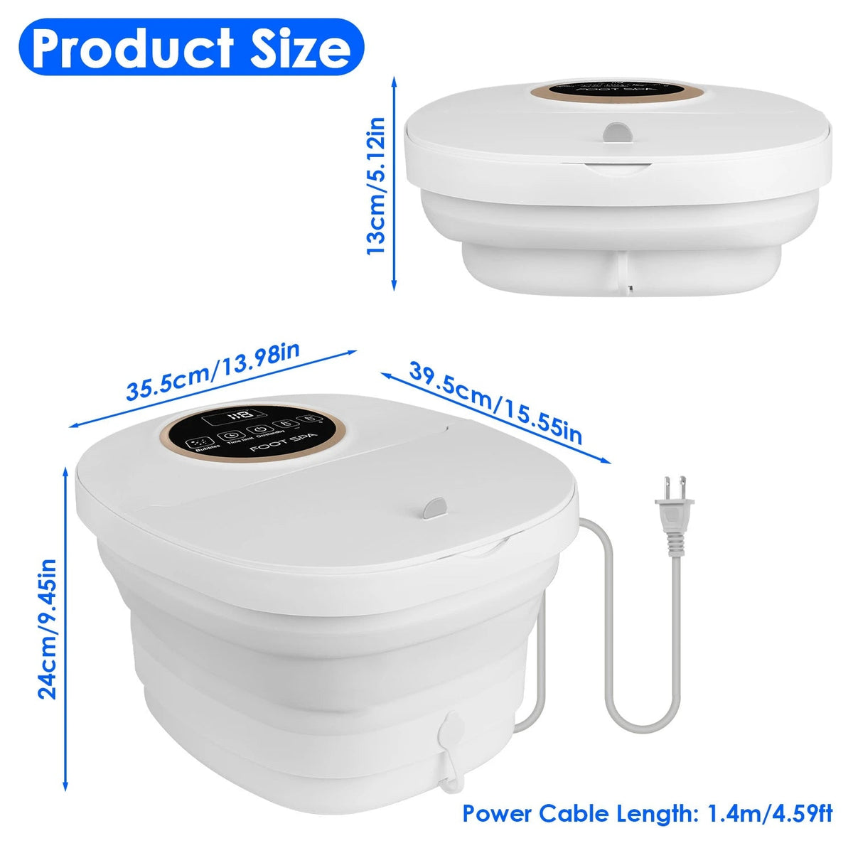 FotixBath Collapsible Heated Foot Spa with Bubble Massage and Remote