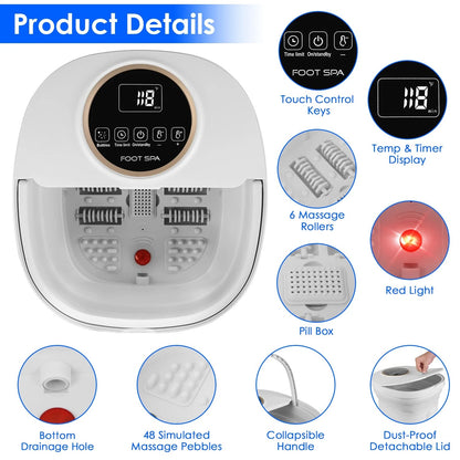 FotixBath Collapsible Heated Foot Spa with Bubble Massage and Remote