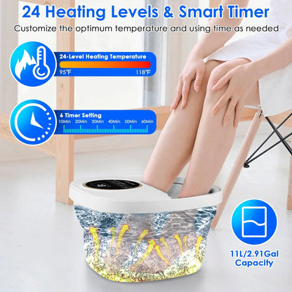 FotixBath Collapsible Heated Foot Spa with Bubble Massage and Remote