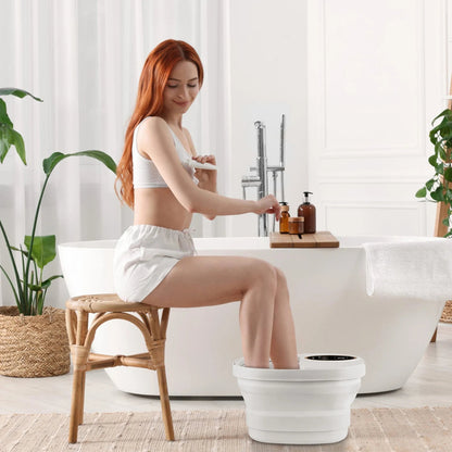 FotixBath Collapsible Heated Foot Spa with Bubble Massage and Remote