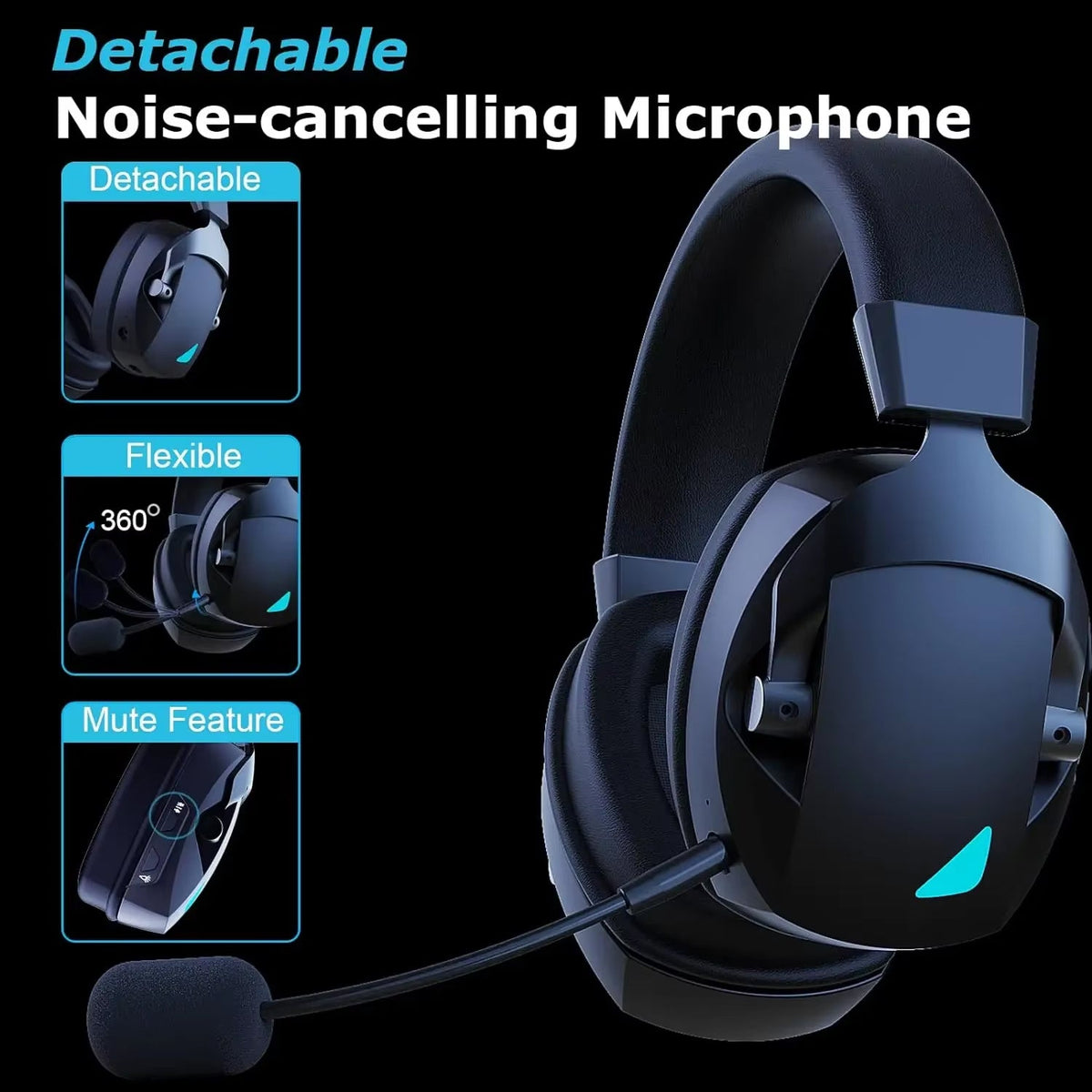 FreeLuxis Triple Mode Wireless Gaming Headset with 3D Surround Sound