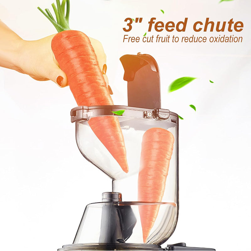 FrostyClas Cold Press Slow Masticating Juicer – 97% High Juice Yield & 70mm Large Feeding Chute