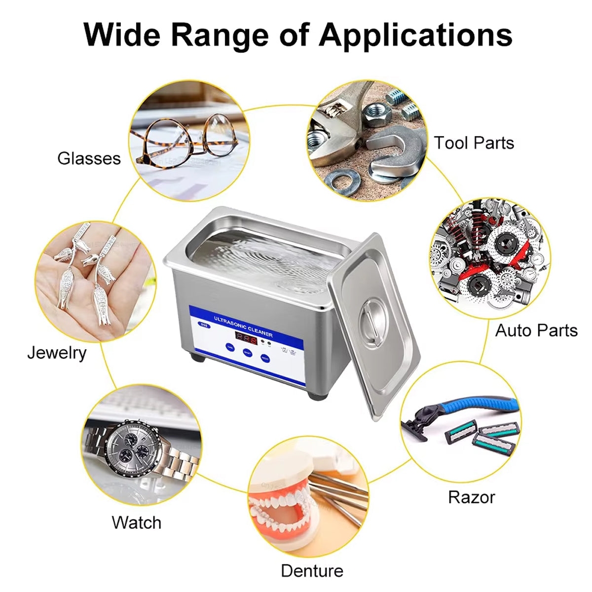 GlorVemi 40kHz Professional Ultrasonic Cleaner for Jewellery and Glasses