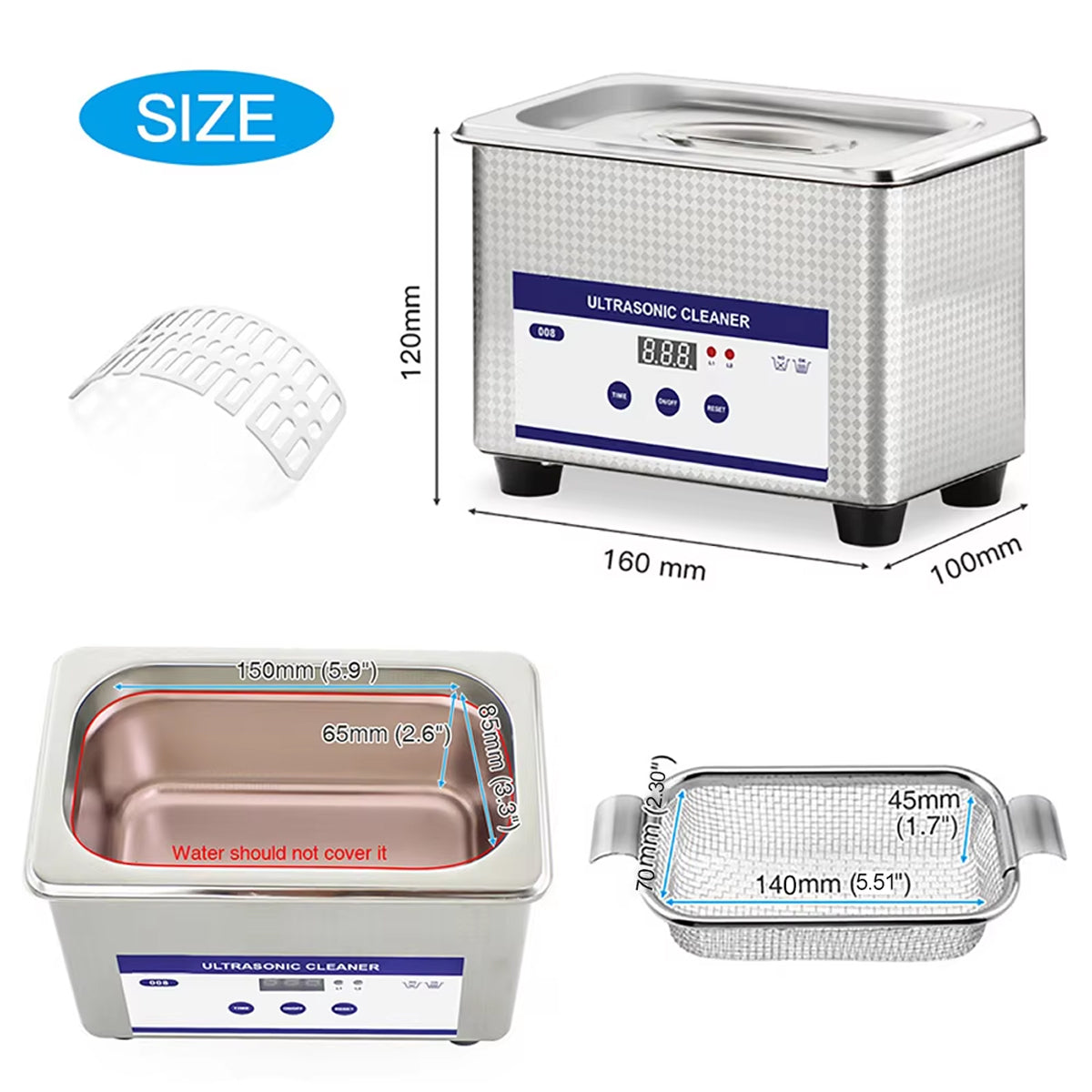 GlorVemi 40kHz Professional Ultrasonic Cleaner for Jewellery and Glasses