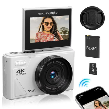 NotaImic 4K Vlogging Camera with WiFi & Flip Screen