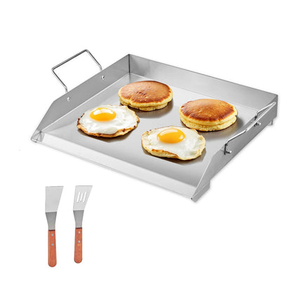 GrimiLavi Flat Top Griddle 270 Sq In Stainless Steel Anti-Warping Grill Topper